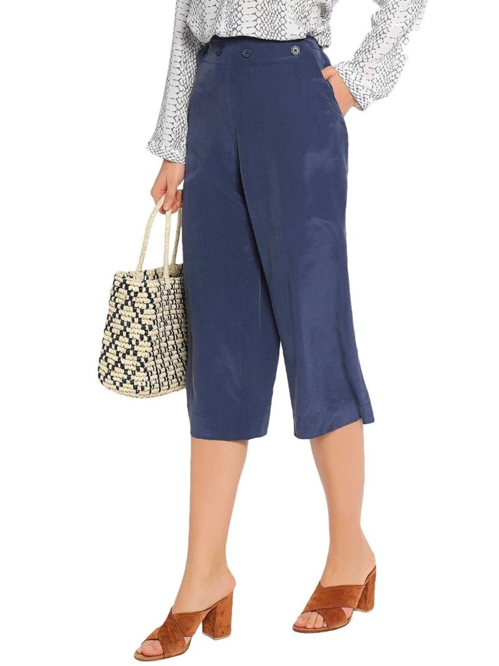NWT Joie Silk Cropped Pants & Culottes, Mid Rise, Straight Leg, US 8
